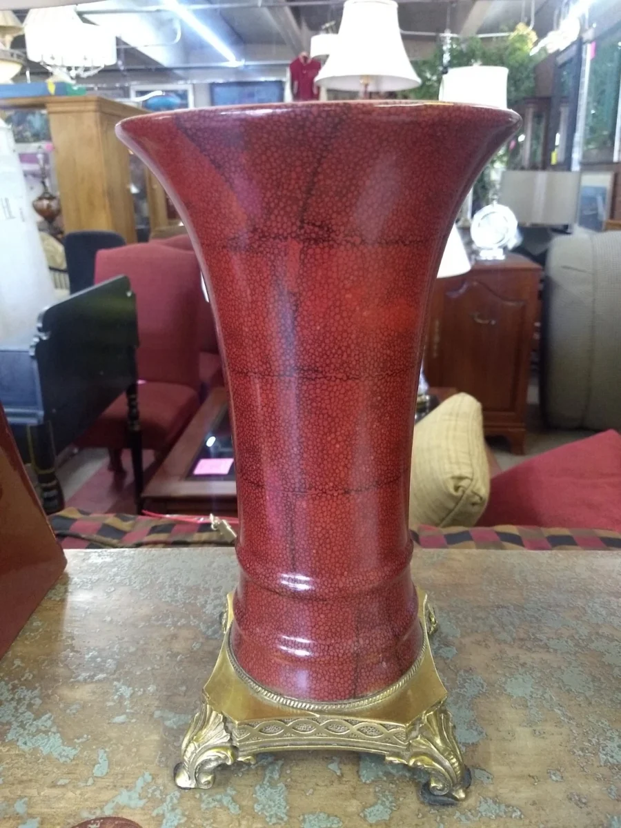 Oxblood Vase with Brass Base
