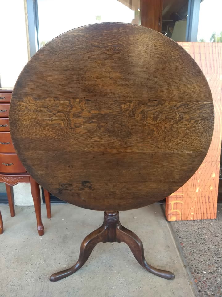 Antique Oak Tilt Top Tripod Table