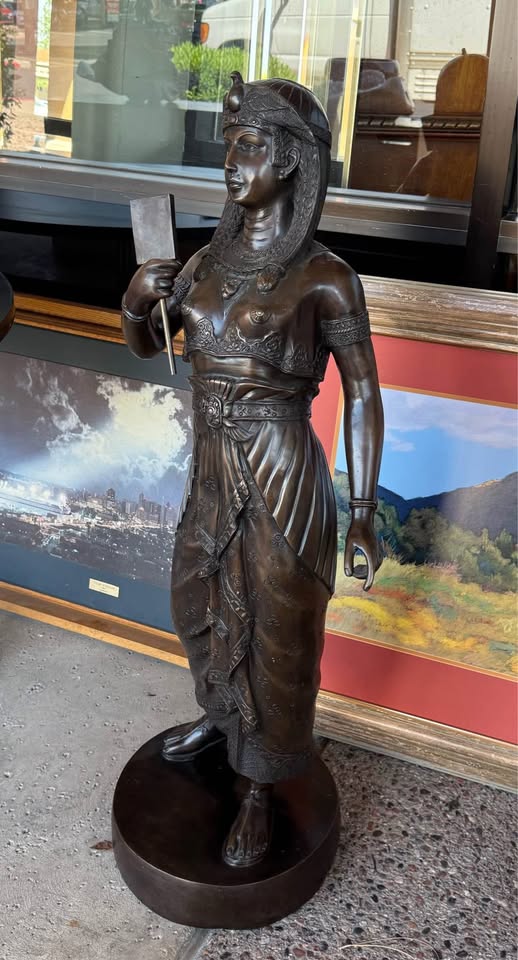 Pair of Large Cast Bronze Egyptian Statues