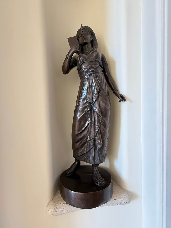 Pair of Large Cast Bronze Egyptian Statues