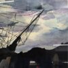 Shadowy Ship Watercolor Painting detail 2 Shadowy Ship Watercolor Painting