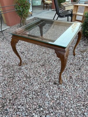Glass Top Dining Table with Wood Base