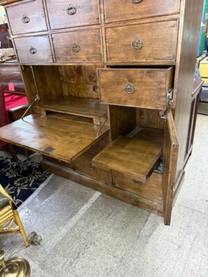 Large English Country Drop-Down Desk with File Drawers pull out Large English Country Drop-Down Desk with File Drawers