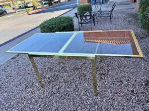 Expandable Brass Dining Table MCM Expandable Brass Dining Table - 2 available 1 small & 1 large