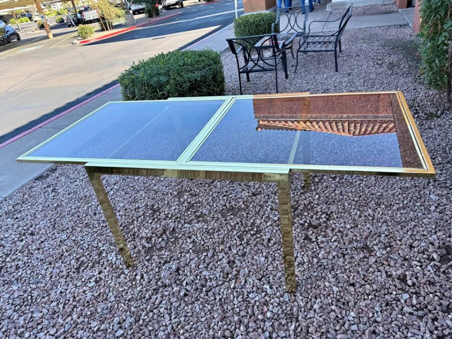 Expandable Brass Dining Table MCM Expandable Brass Dining Table - 2 available 1 small & 1 large