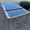 Expandable Brass Dining Table sliding top MCM Expandable Brass Dining Table - 2 available 1 small & 1 large