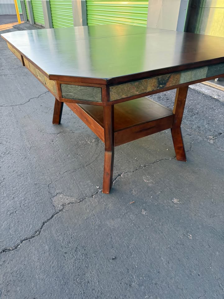 Expandable Dining Table with Slate Edges edge Expandable Dining Table with Slate Edges