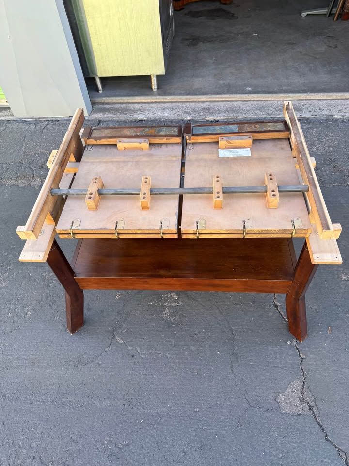 Expandable Dining Table with Slate Edges whole mechanism 2 Expandable Dining Table with Slate Edges