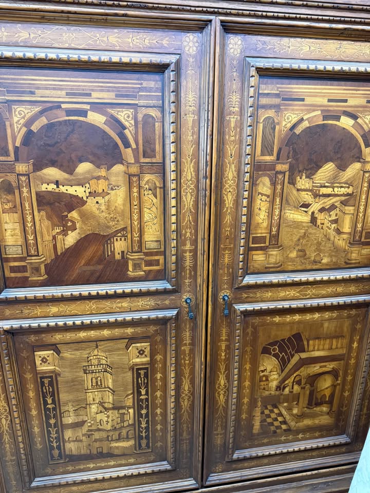 Inlaid Wood Storage Cabinet