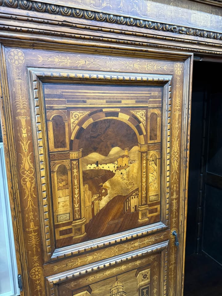 Inlaid Wood Storage Cabinet