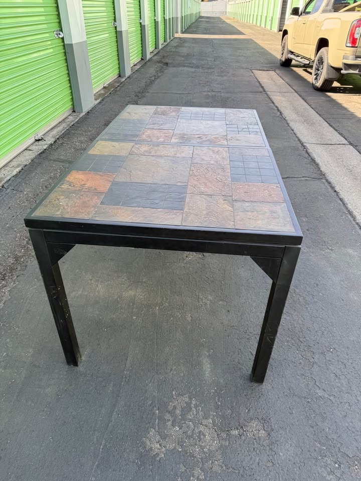 Iron Dining Table with Slate Top