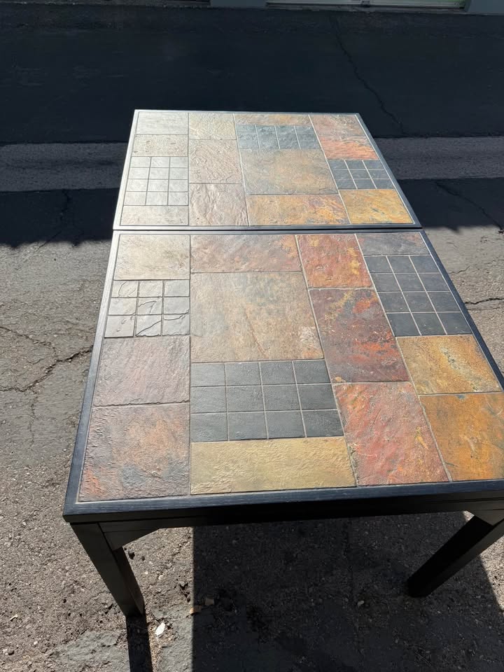 Iron Dining Table with Slate Top