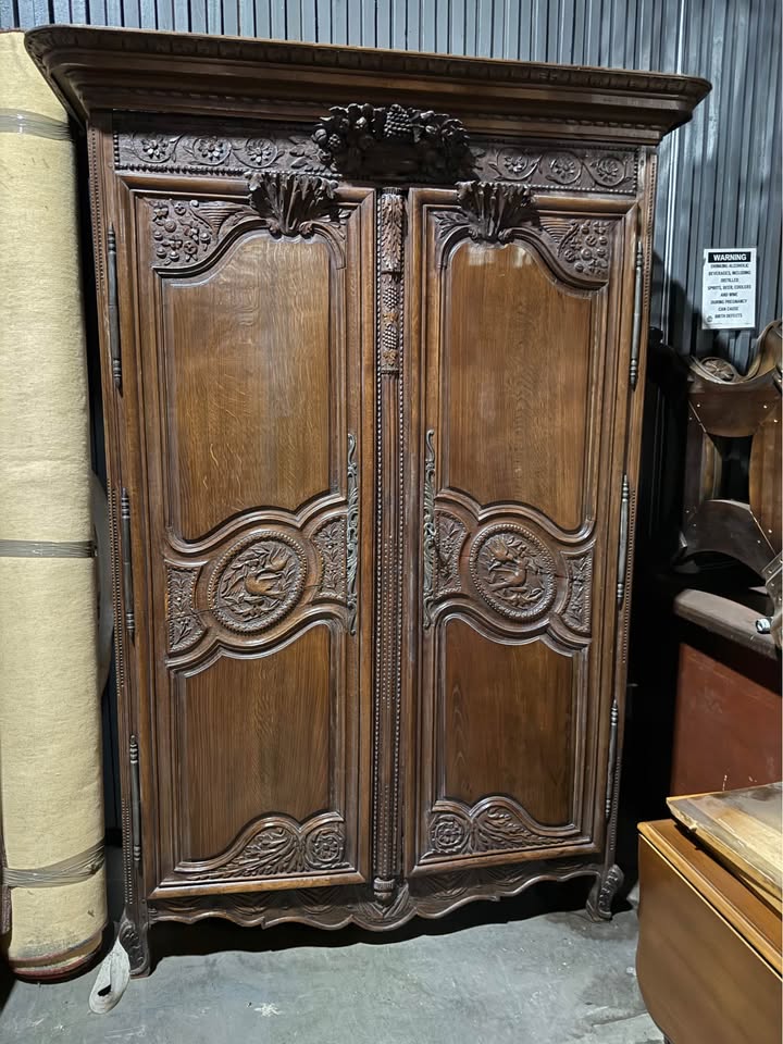 Antique Hand Carved French Armoire