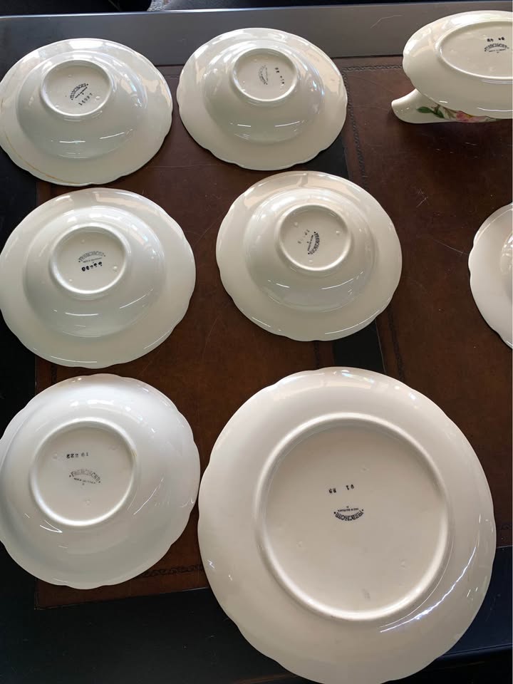 Desert Rose Franciscan dishware set bottoms Desert Rose Franciscan Dishware Set - Over 50 Pieces