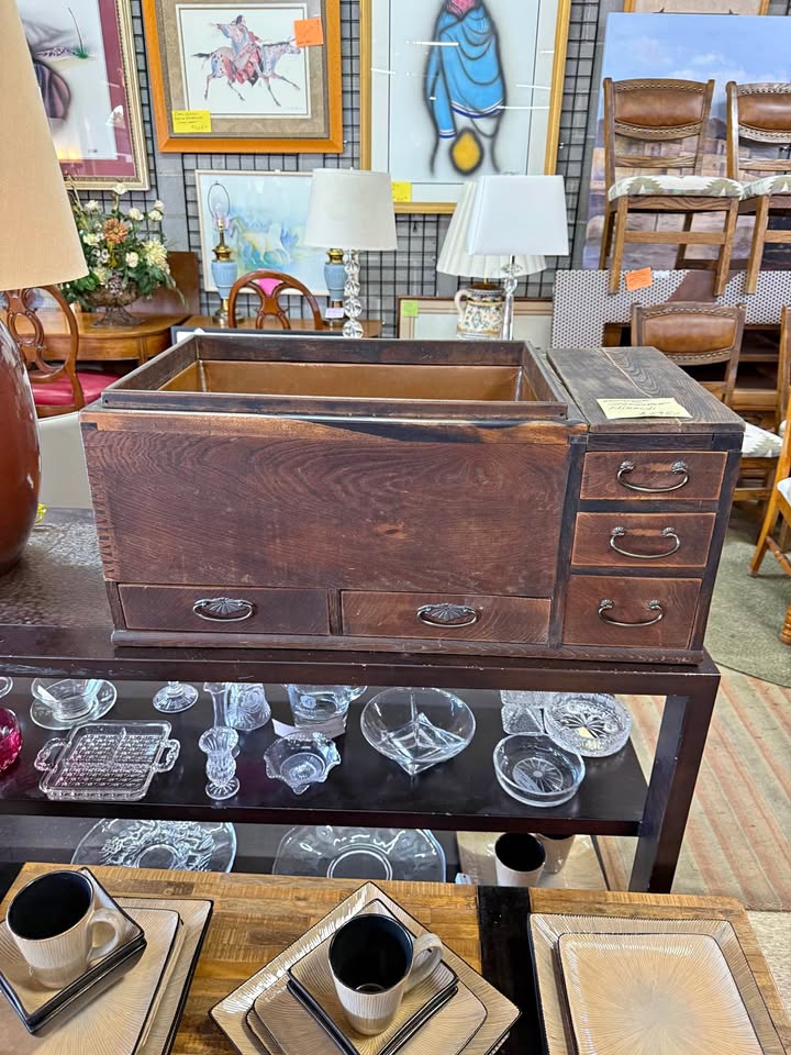 Antique Japanese Keyaki Wood Hibachi