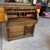 Barrel Type Oak Roll Top Desk open Barrel Type Oak Roll Top Desk