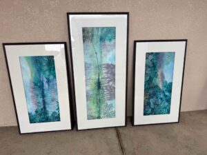 Blue and Green Acrylic Paintings - Set of 3