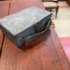 Vintage Handmade Steel Box with Leather Handle handle Vintage Handmade Steel Box with Leather Handle
