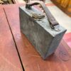 Vintage Handmade Steel Box with Leather Handle side Vintage Handmade Steel Box with Leather Handle