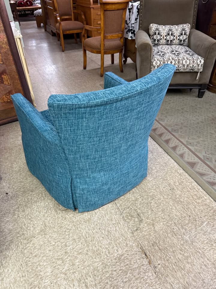 Blue Upholstered Armchair back Blue Upholstered Armchair