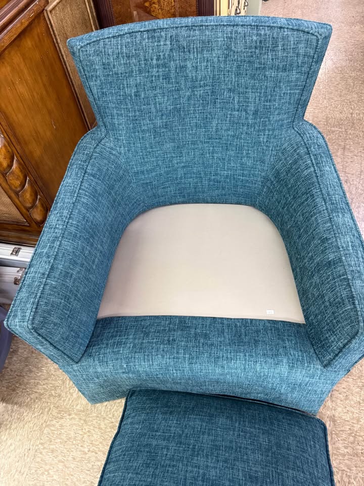 Blue Upholstered Armchair no cushion Blue Upholstered Armchair
