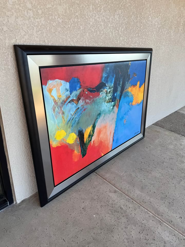 Colorful Abstract Art with Frame angle LARGE Colorful Abstract Art with Frame