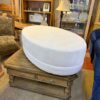 Crate and Barrel White Microfiber Oval Ottoman