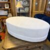 Crate and Barrel White Microfiber Oval Ottoman