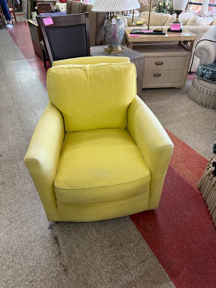 Crate and Barrel Yellow Swivel Rocker Armchair front Crate and Barrel Yellow Swivel Rocker Armchair