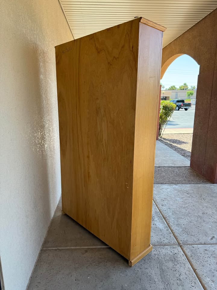 Large Oak Double Bookcase back Large Oak Double Bookcase