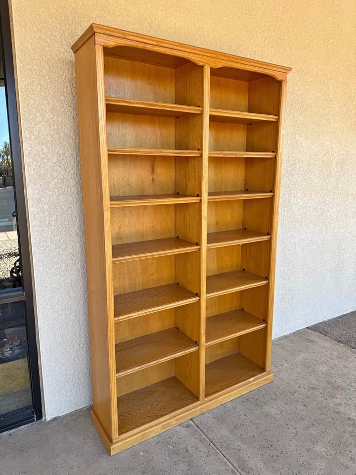 Large Oak Double Bookcase Large Oak Double Bookcase