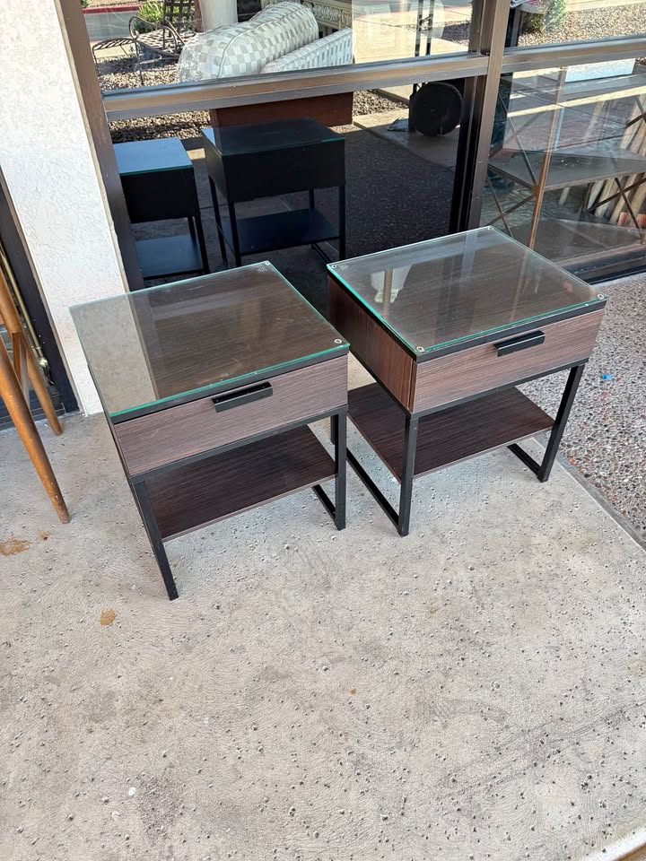 Small Nightstands with a Single Shelf and Glass Top Small Nightstands with a Single Shelf and Glass Top - 20 Available