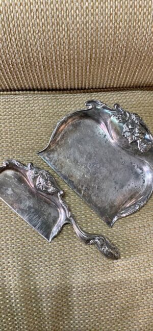 Victorian Forbes Silver Plate Crumb Tray and Crumber