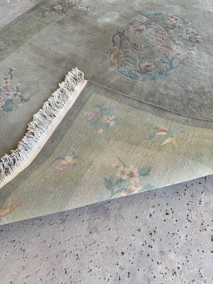 Antique Green Chinese Rug back Antique Green Chinese Rug