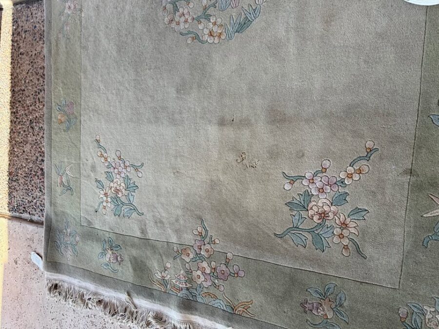 Antique Green Chinese Rug flowers Antique Green Chinese Rug