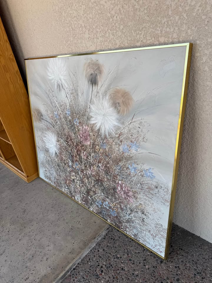 Gray Floral Painting by Lee Reynolds angle Gray Floral Painting by Lee Reynolds