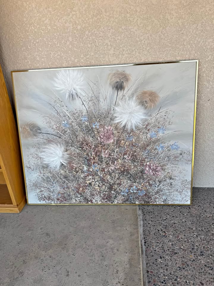 Gray Floral Painting by Lee Reynolds Gray Floral Painting by Lee Reynolds