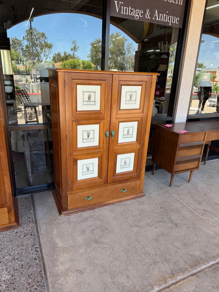Pair of Storage Cabinets with Garden Theme