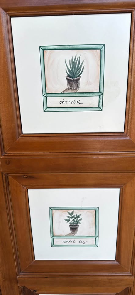 Pair of Storage Cabinets with Garden Theme