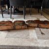 Pair of Mesquite Stump Lamps with Turquoise Inlay bottoms Pair of Mesquite Stump Lamps with Turquoise Inlay