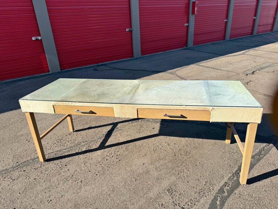 Custom Cowhide Long Work Tables - 2 Available
