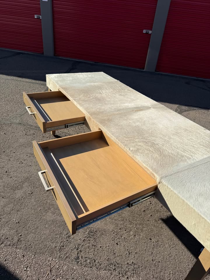 Custom Cowhide Long Work Tables - 2 Available