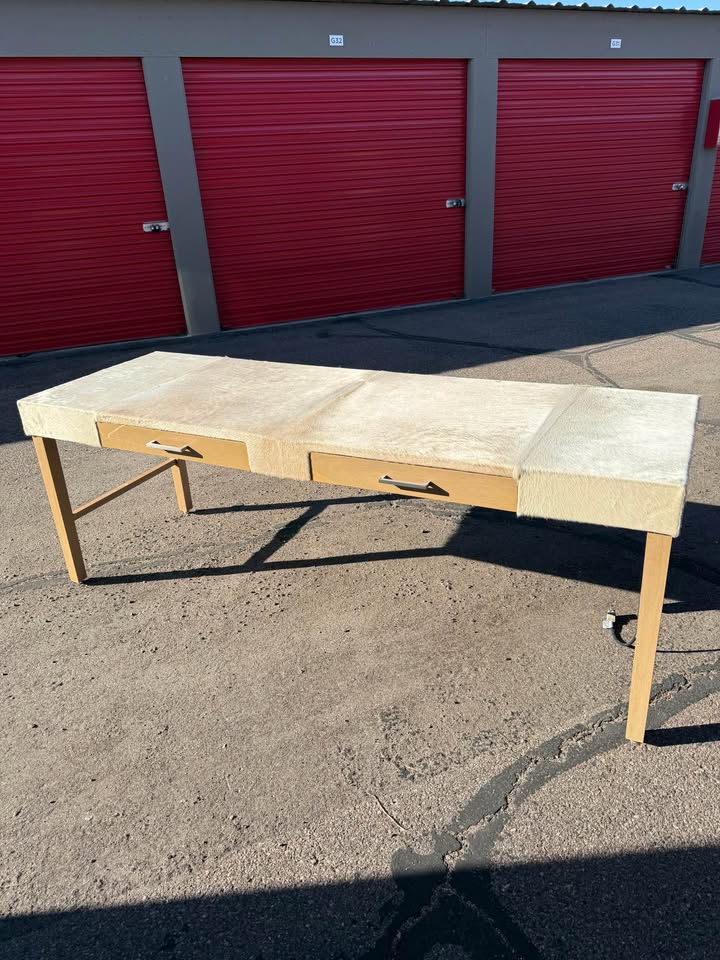 Custom Cowhide Long Work Tables - 2 Available