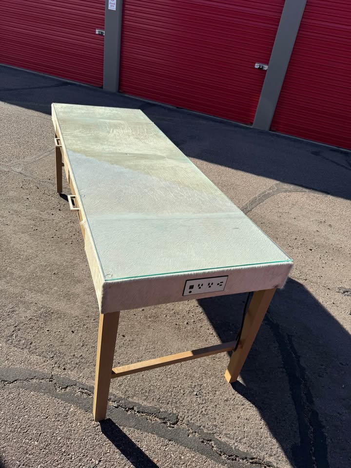 Custom Cowhide Long Work Tables - 2 Available