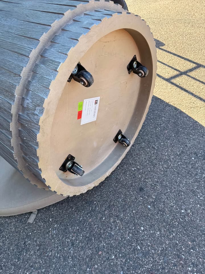 Indoor Outdoor Travertine Table on Wheels